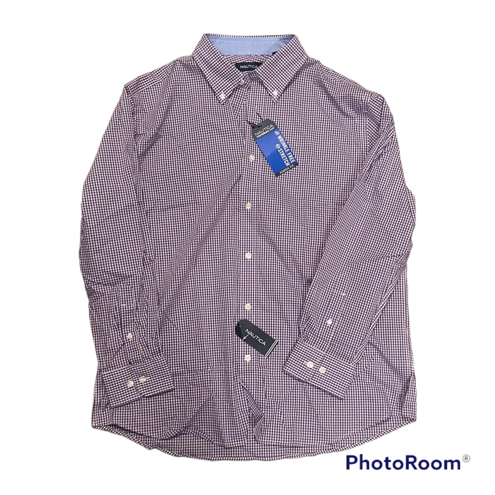 NWT Men’s Purple Nautica Performance Dress Shirt Size XL 17 32/33 - Brand New